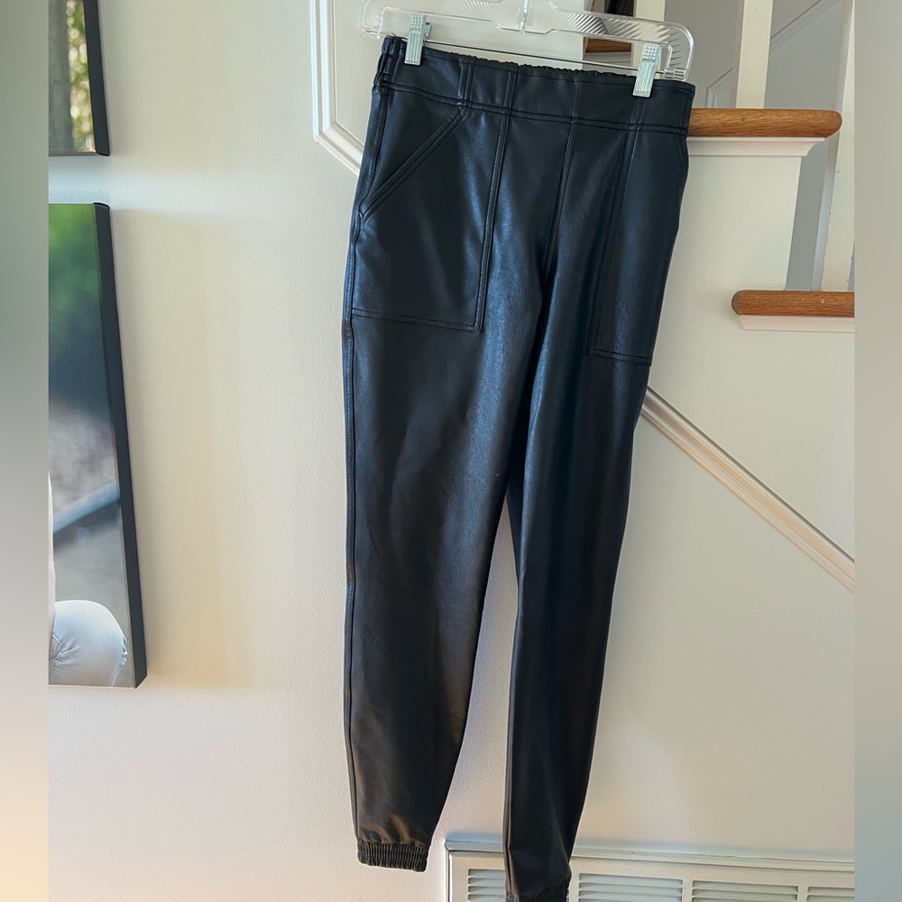 Spanks faux leather joggers